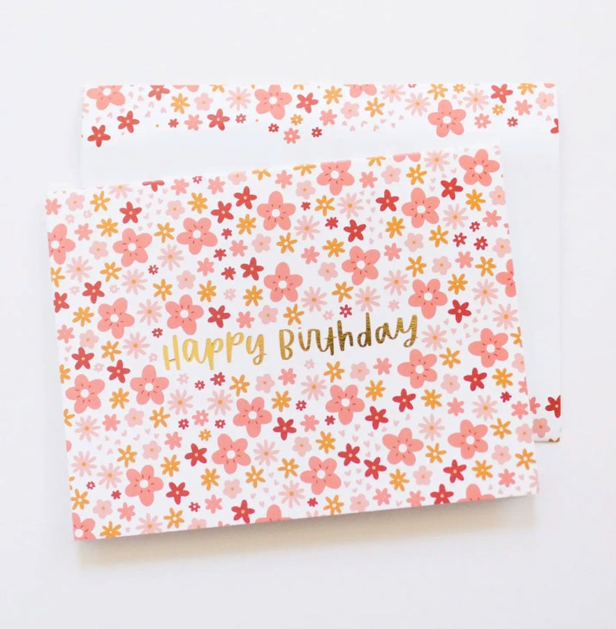 Happy Birthday Pink Floral Card