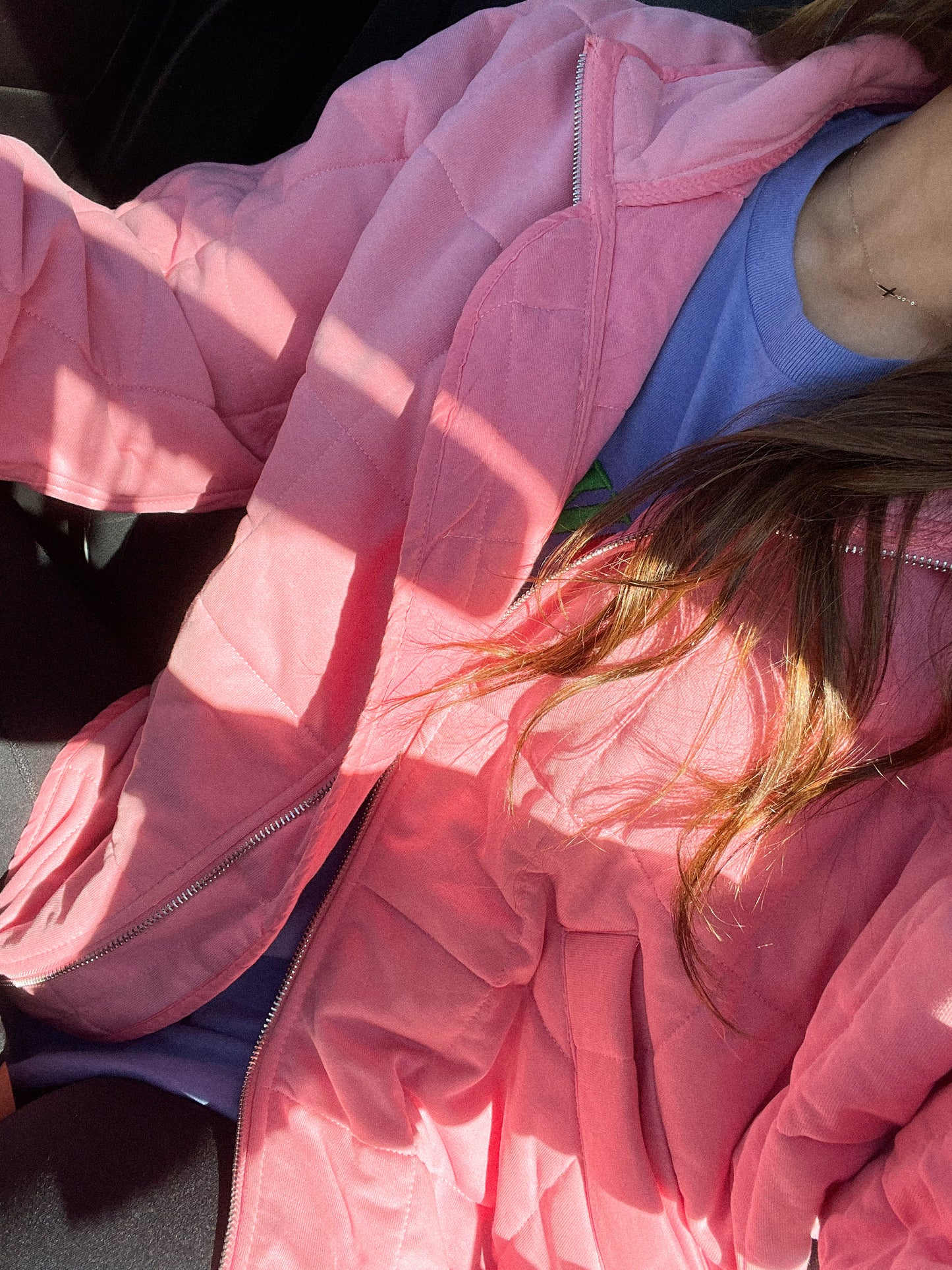 Vintage Wash Quilted Jacket Pink