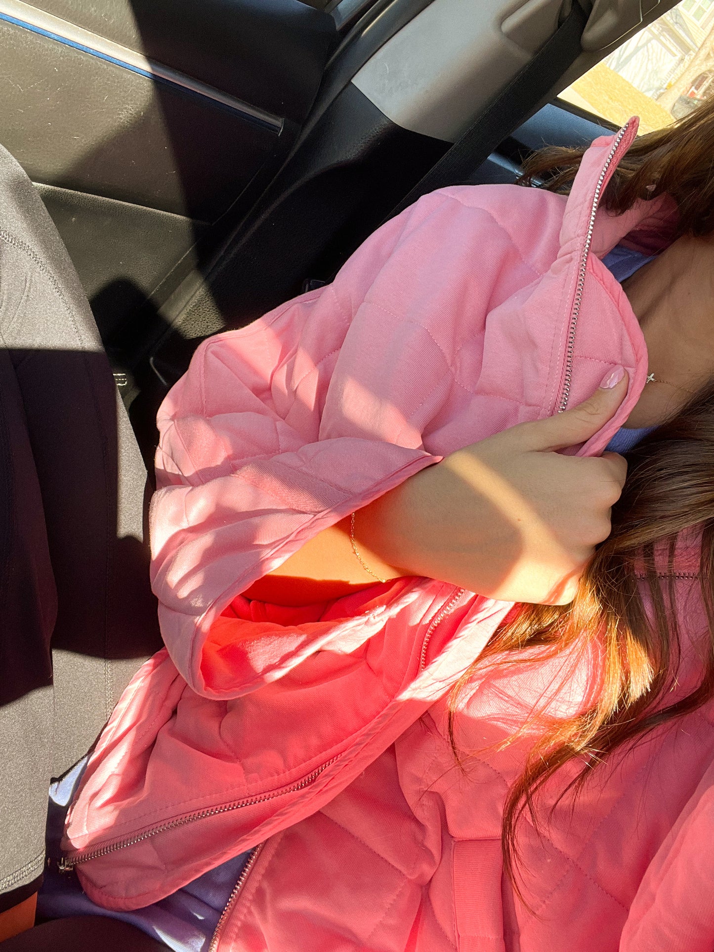 Vintage Wash Quilted Jacket Pink