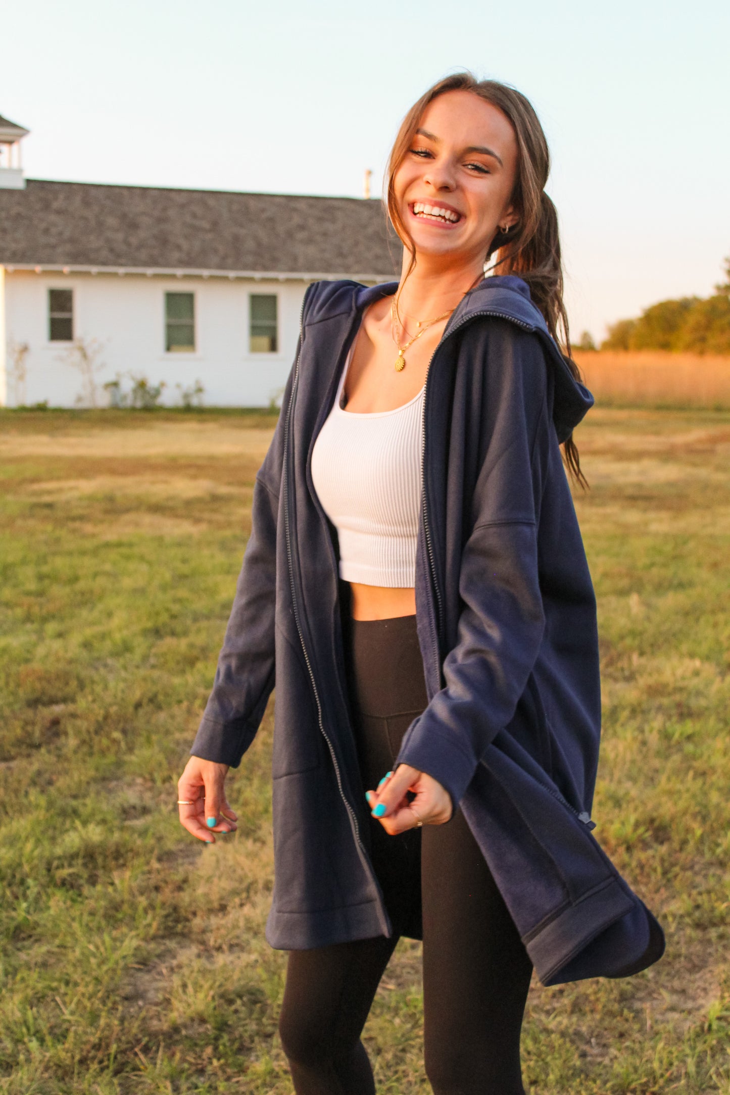 Halston Fleece Zip Up Hooded Jacket
