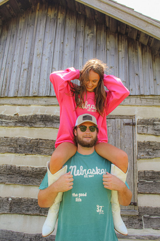 Nebraska 37th State Crew Pink