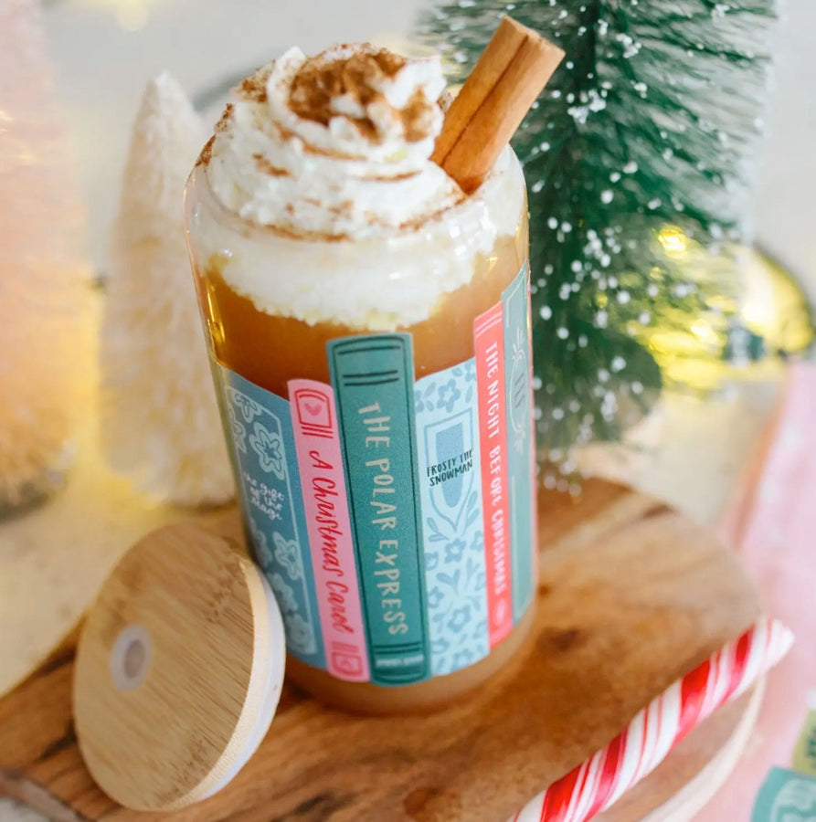 Holiday Books Glass Can 16oz