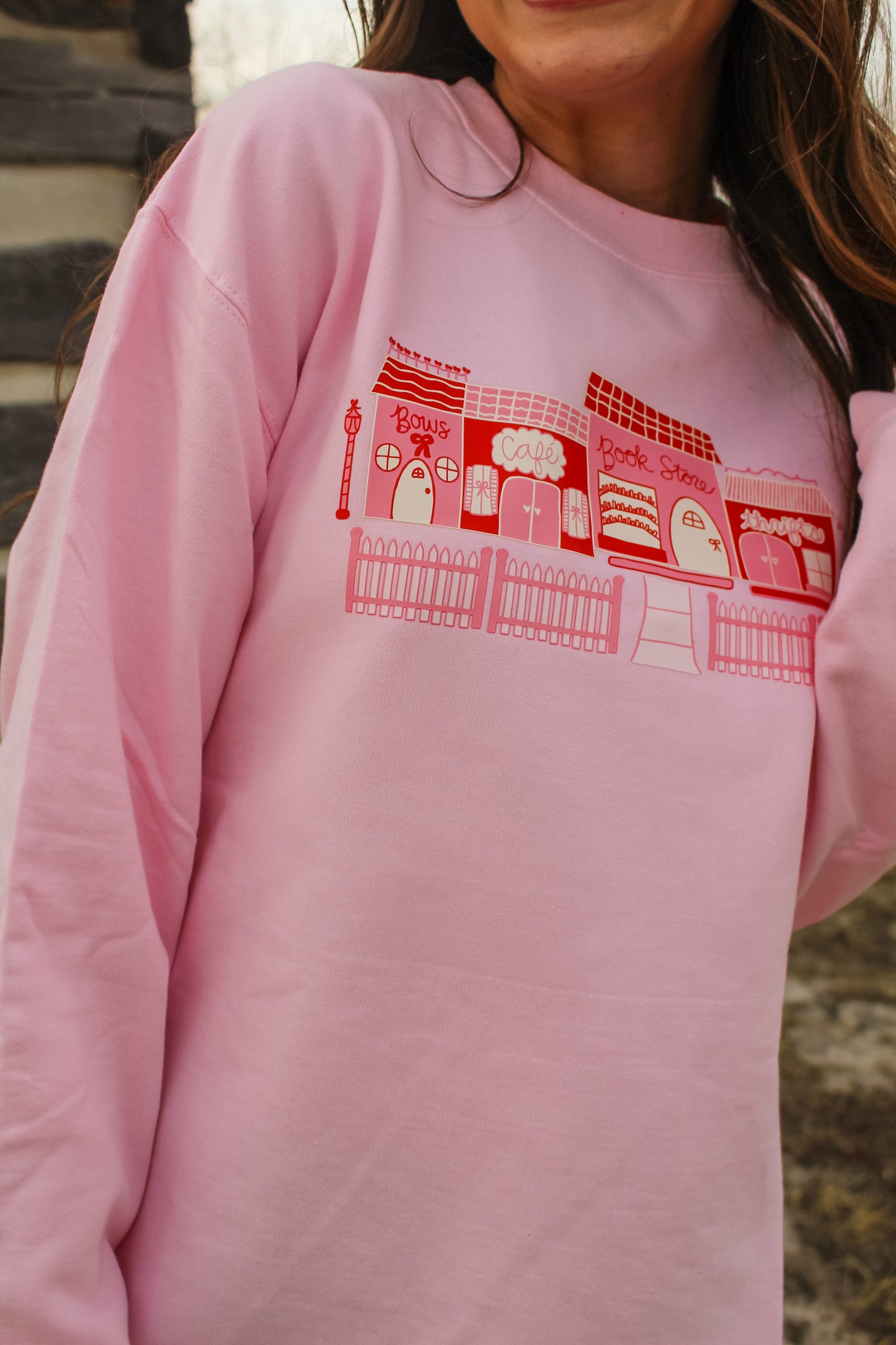 Cozy Village Crewneck Pink