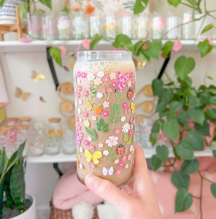 Floral garden Glass Can 20oz