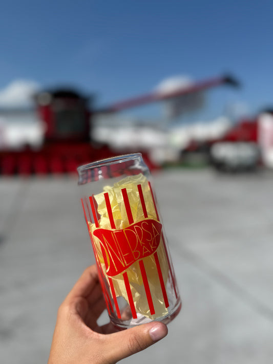 Nebraska Flag Glass Can 20oz