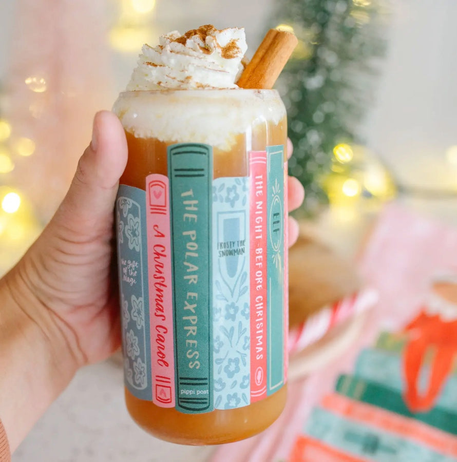 Holiday Books Glass Can 16oz