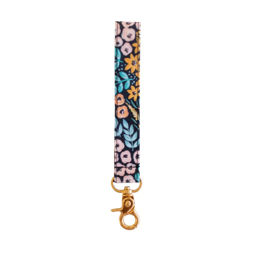 Black Floral Wristlet
