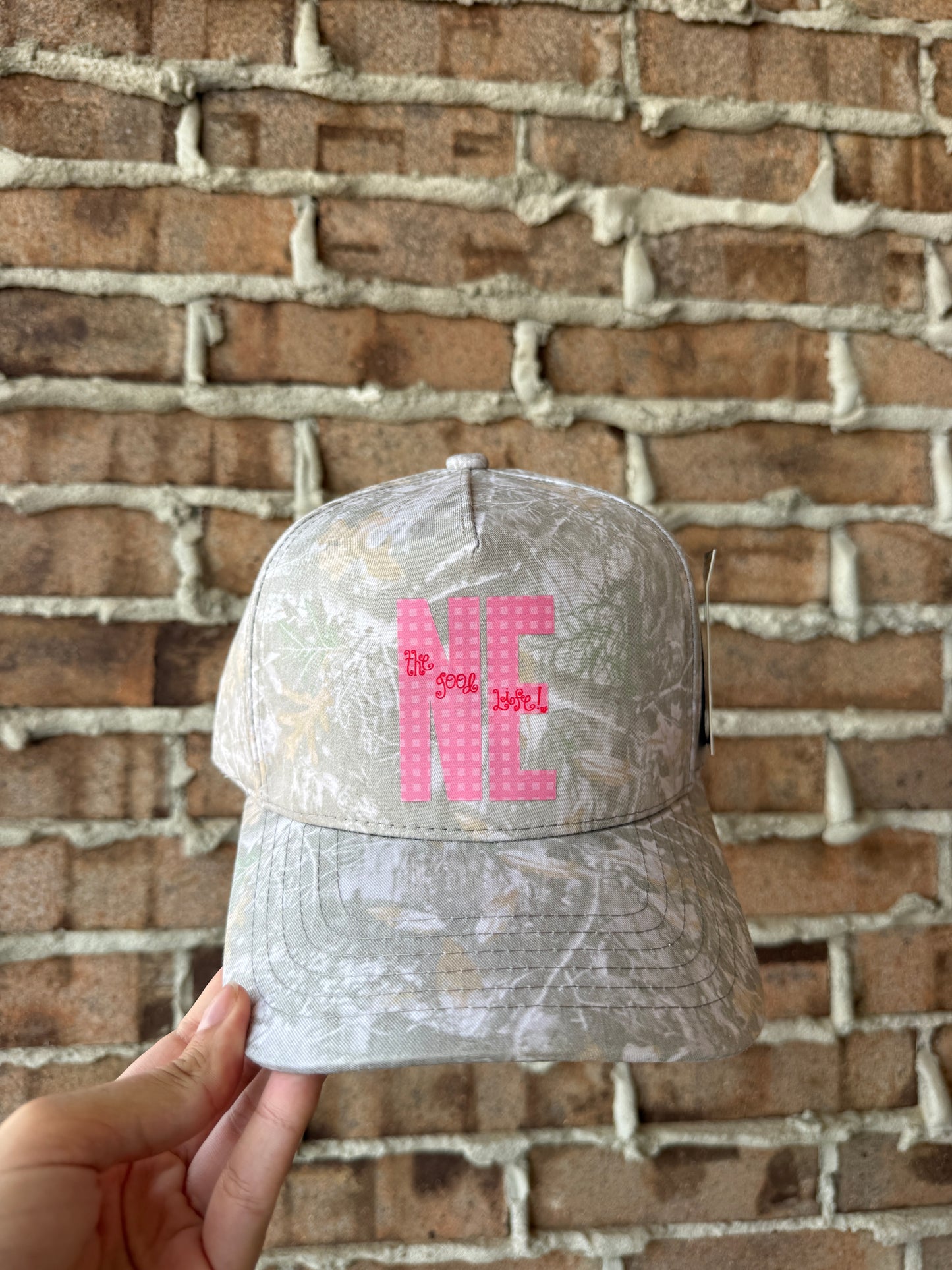 Camo Pink NE Gingham Hat
