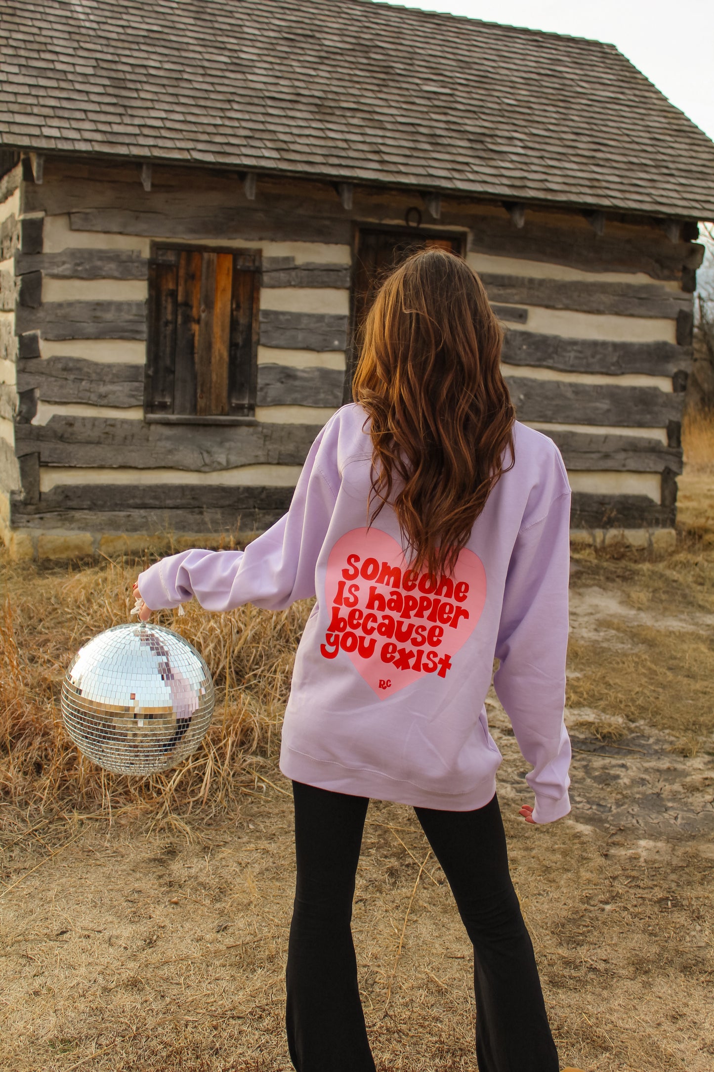 Someone is Happier Because You Exist Crewneck Lilac