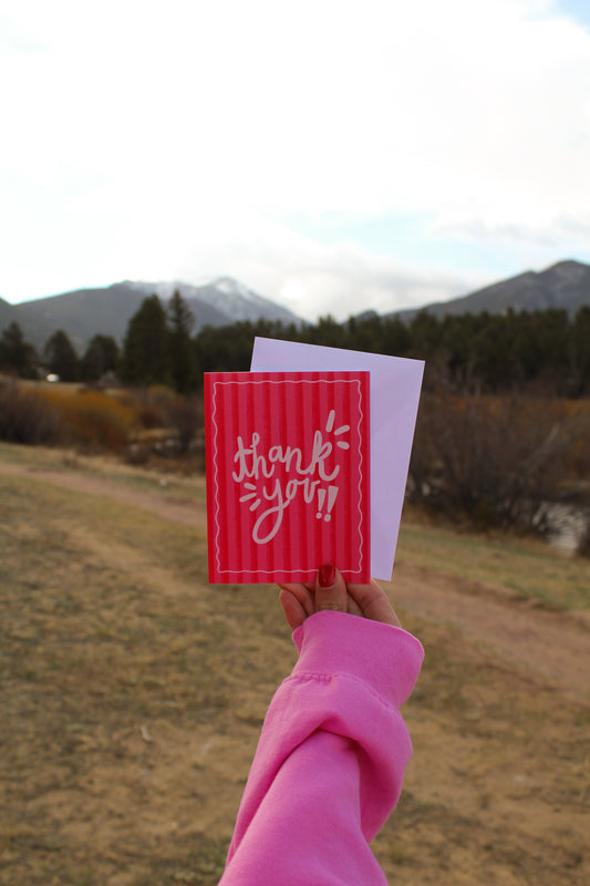 Thank You Striped Card Red