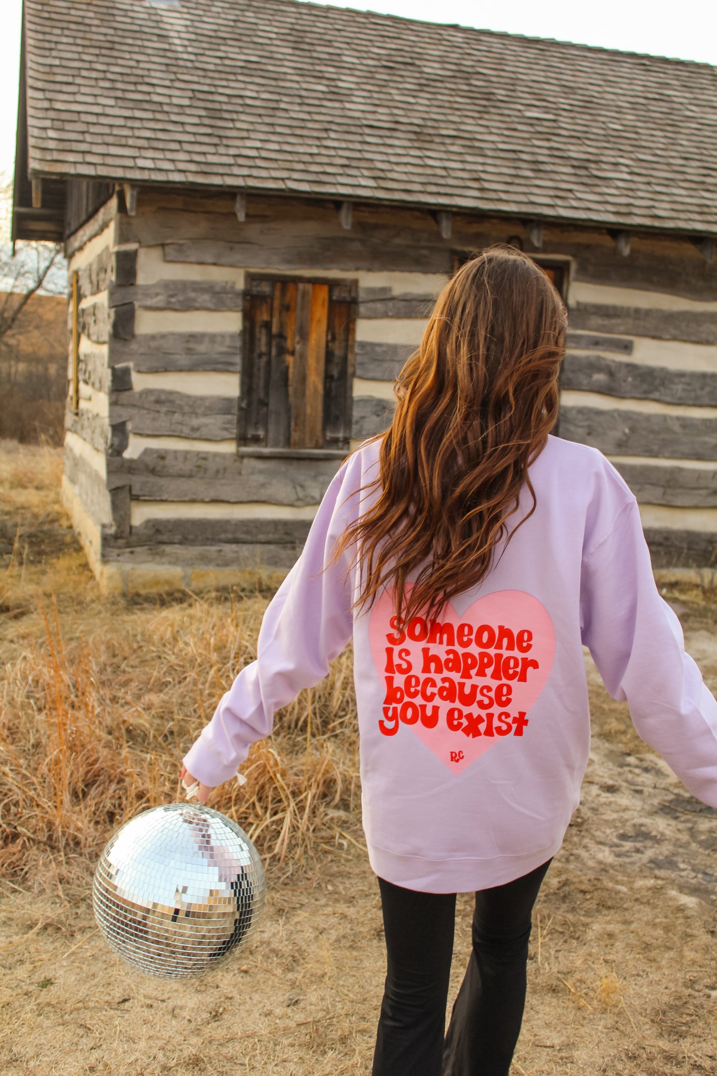 Someone is Happier Because You Exist Crewneck Lilac
