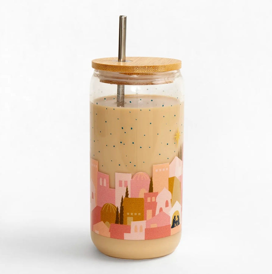 Pink Nativity Glass Can 16oz