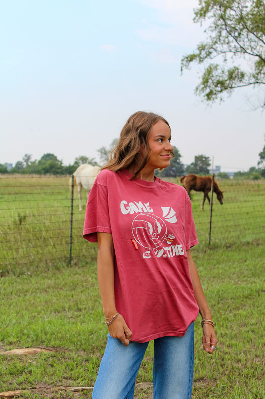 Volleyball Dude Tee Crimson