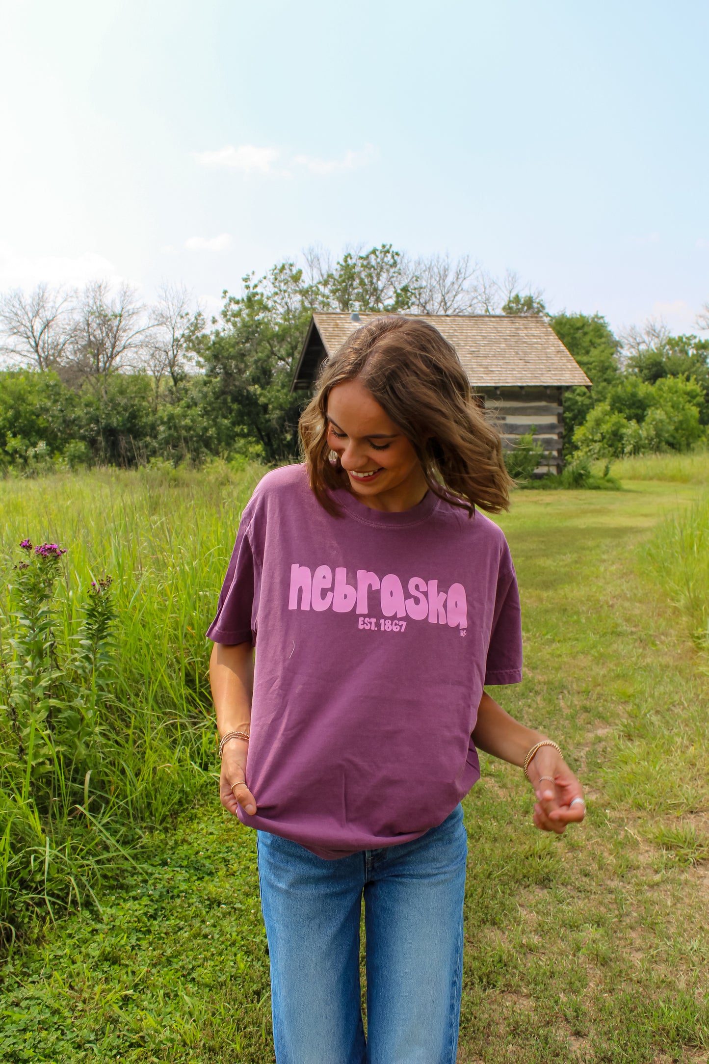 Nebraska Block Tee Berry