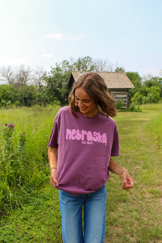 Nebraska Block Tee Berry