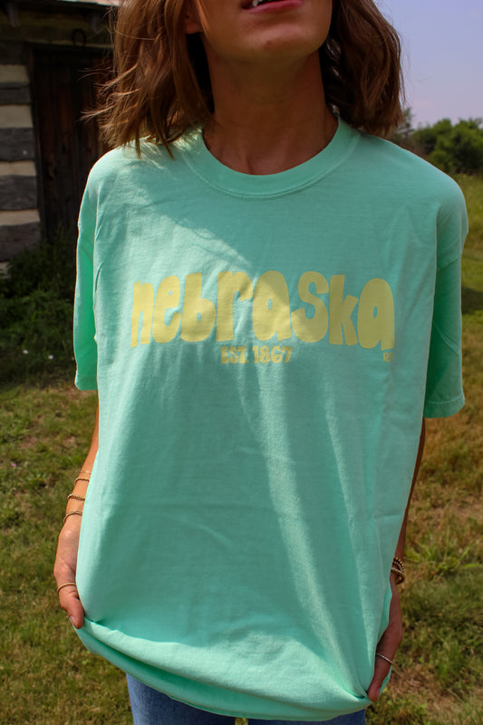 Nebraska Block Tee Green
