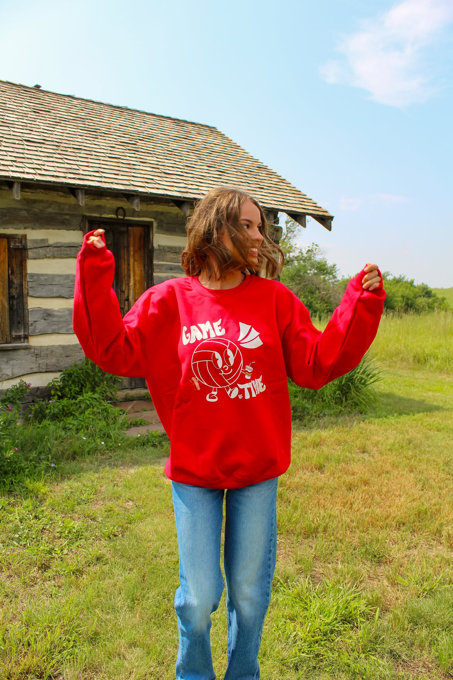 Volleyball Dude Crew Red