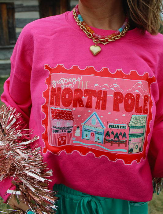 North Pole Stamp Pink Crew
