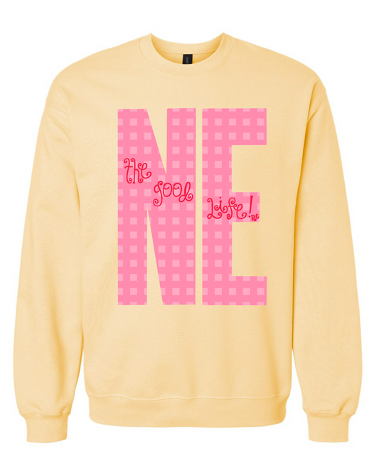 Nebraska Gingham Yellow Crew