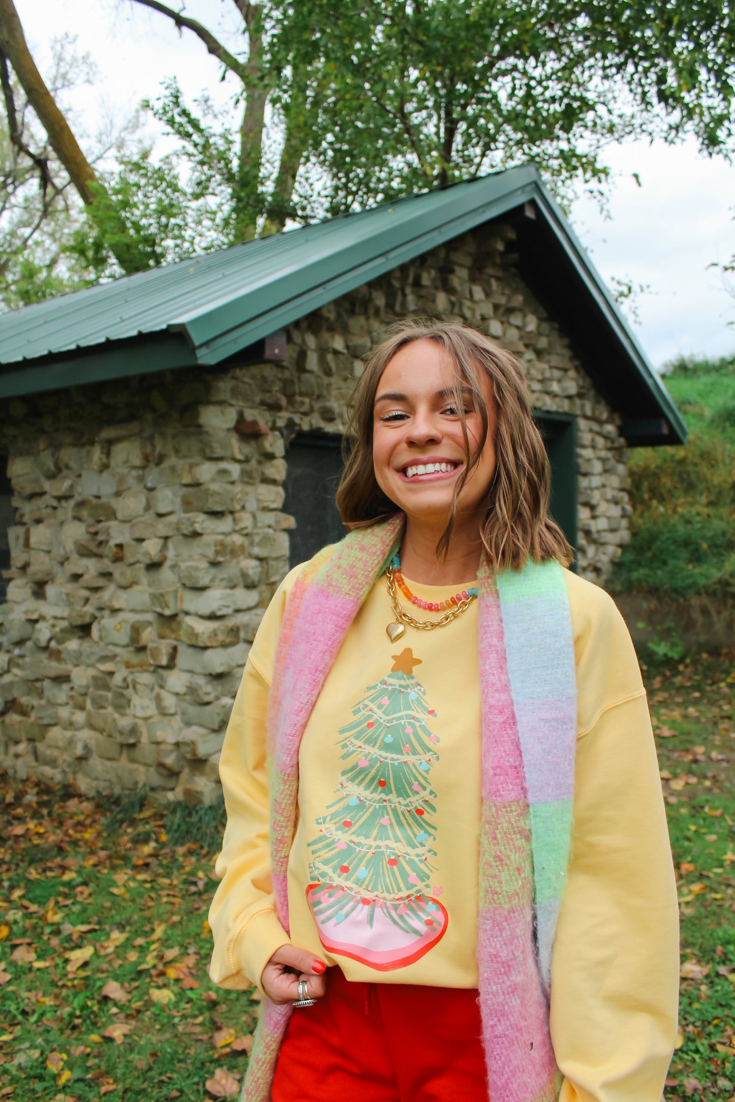Festive Tree Sweatshirt Yellow