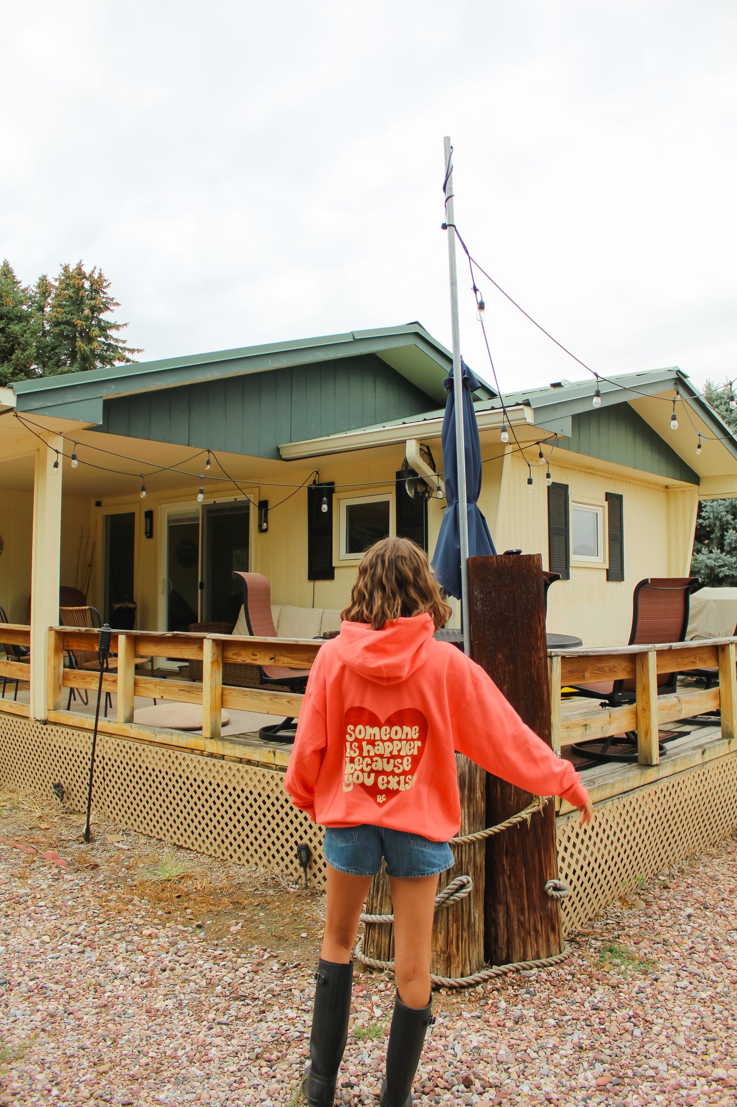 Someone Is Happier Coral Hoodie