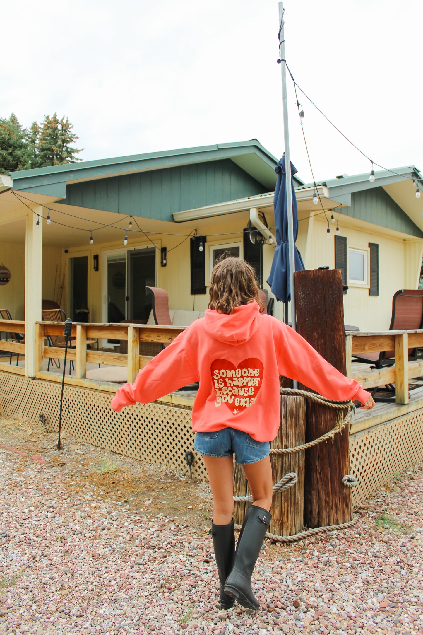 Someone Is Happier Coral Hoodie