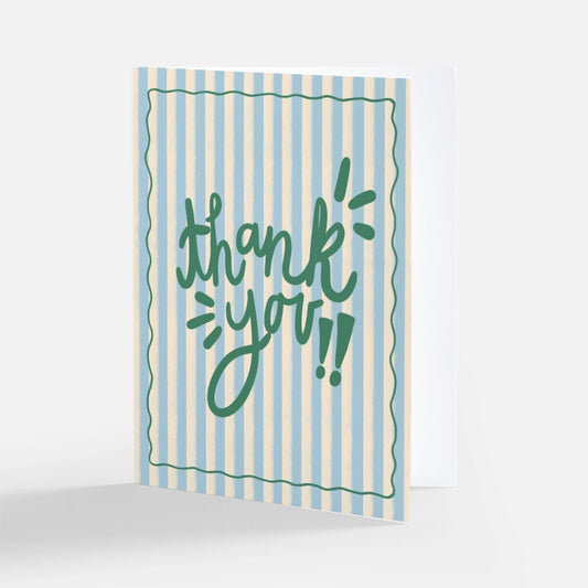 Thank You Striped Card Blue