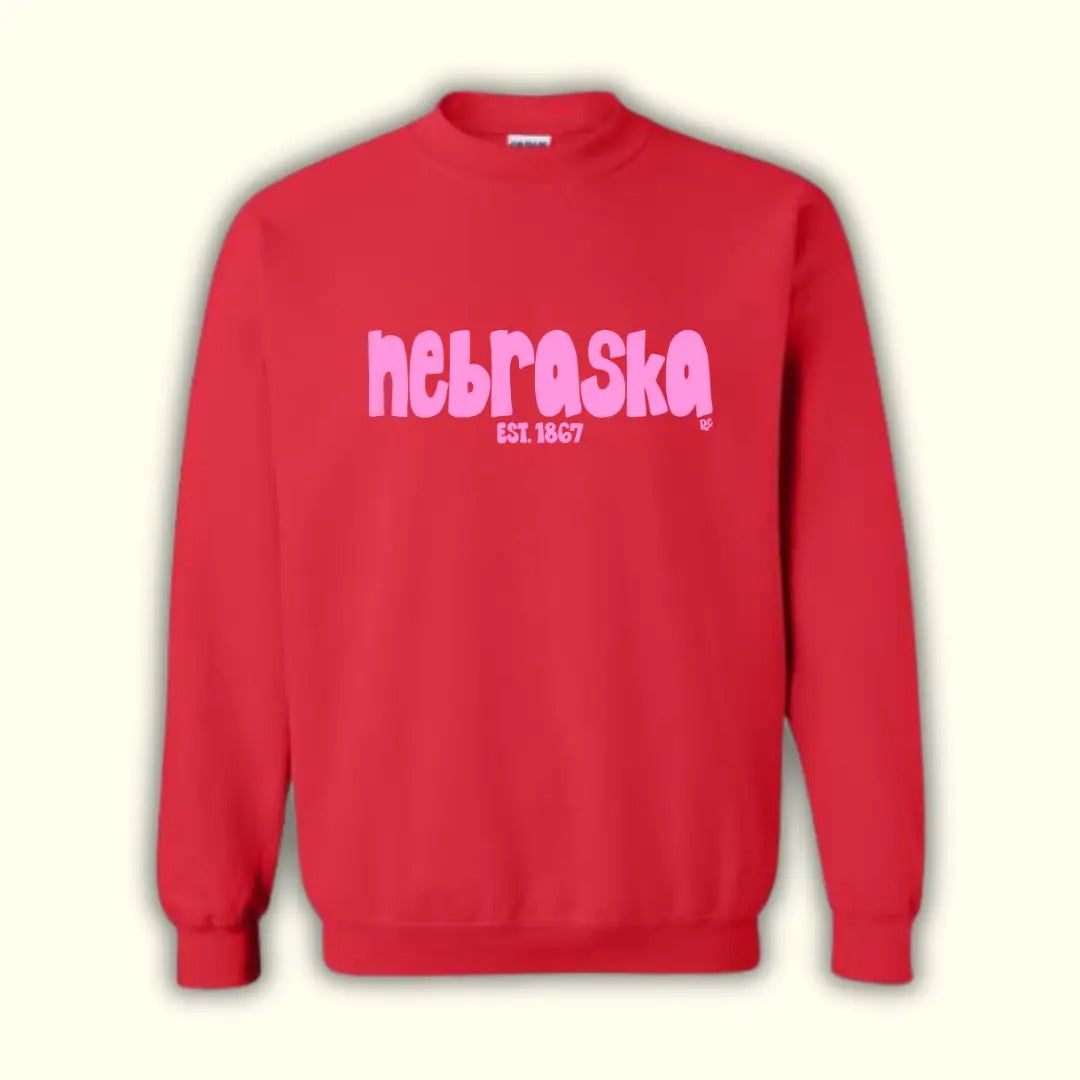 Nebraska Block Crew Red