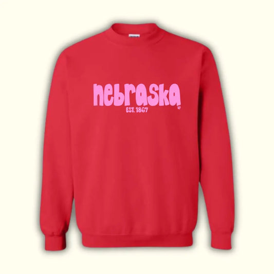 Nebraska Block Crew Red