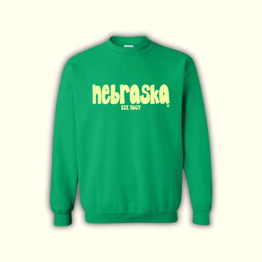 Nebraska Block Crew Green