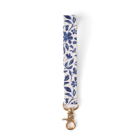 Blue Floral Wristlet