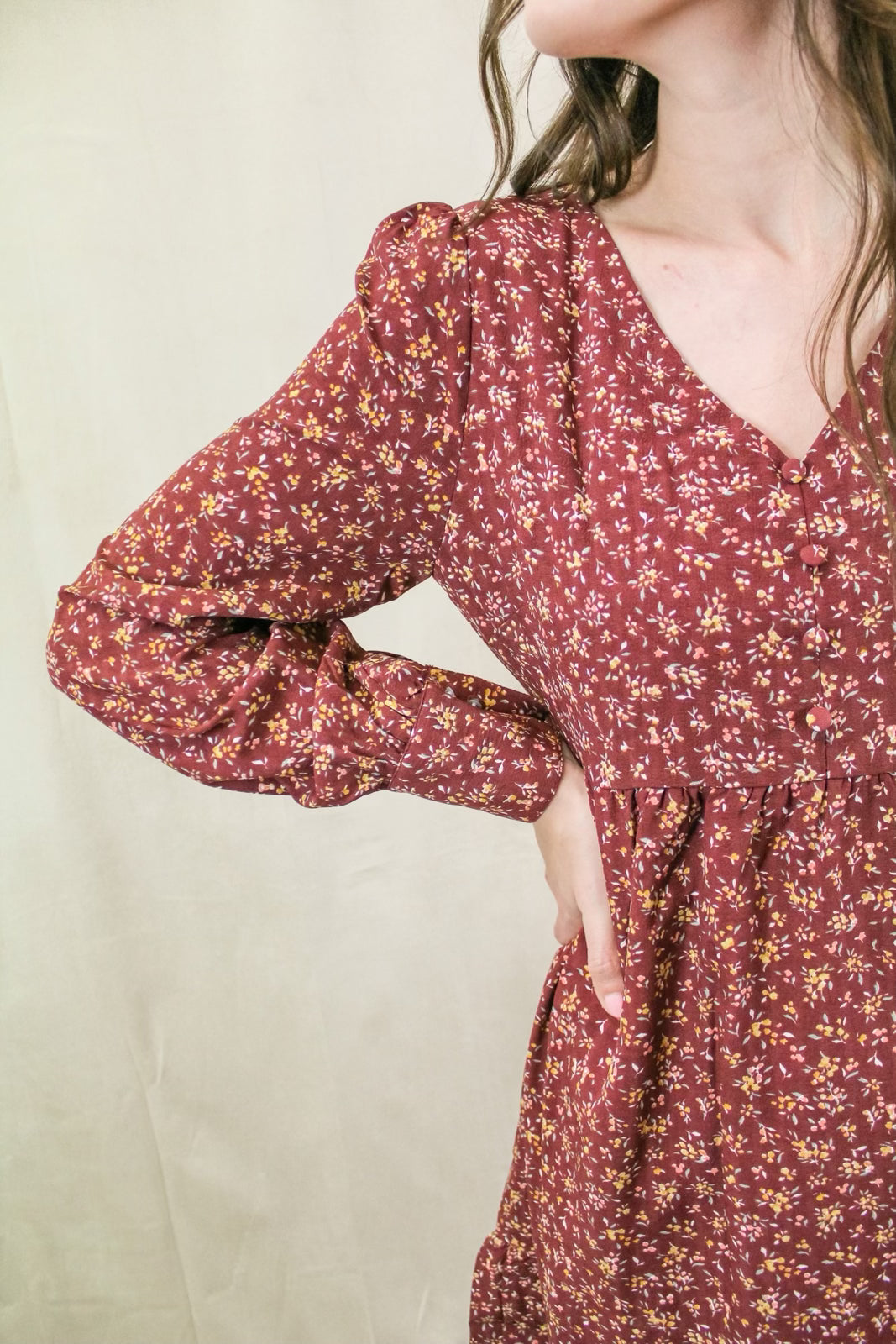 Dainty Floral Red Dress