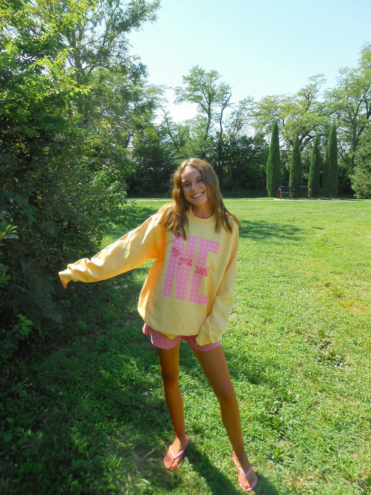 Nebraska Gingham Yellow Crew