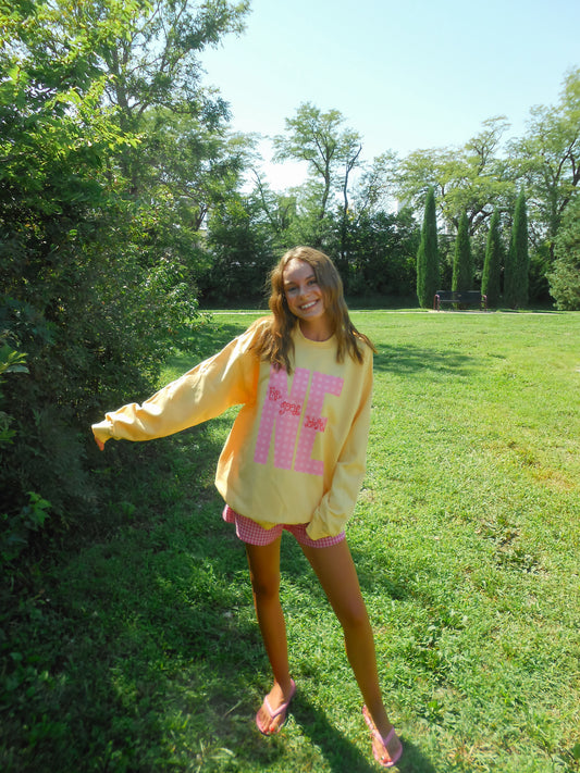 Nebraska Gingham Yellow Crew