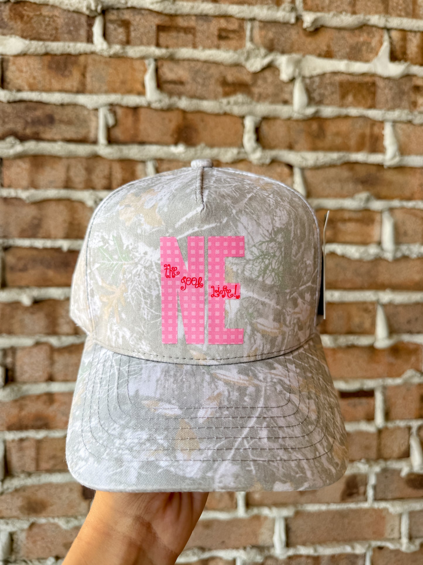 Camo Pink NE Gingham Hat