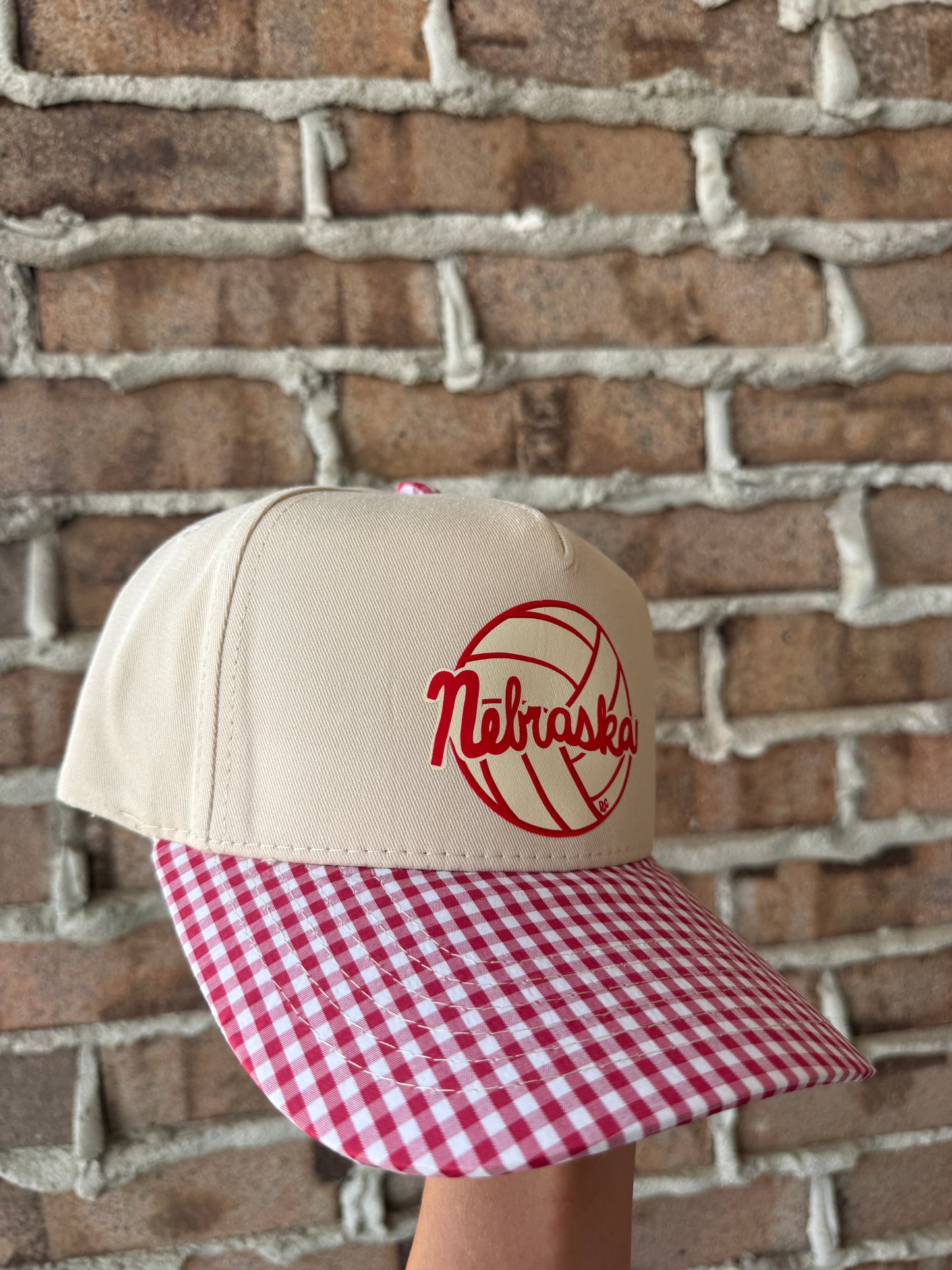 NE Volleyball Gingham Hat