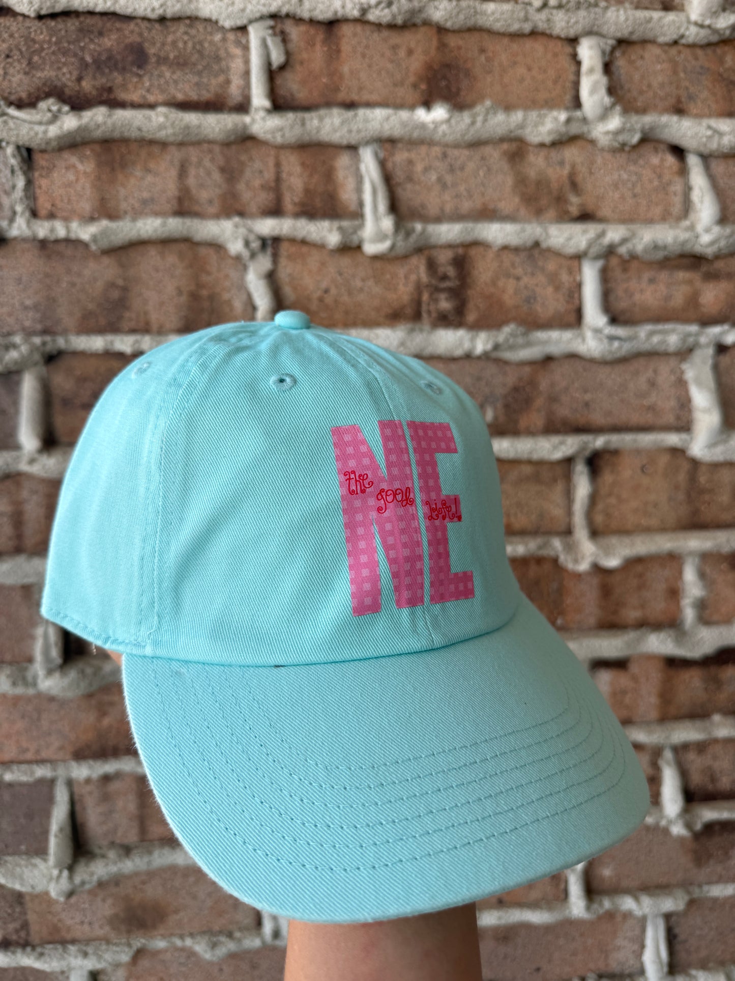 Blue Pink NE Gingham Hat