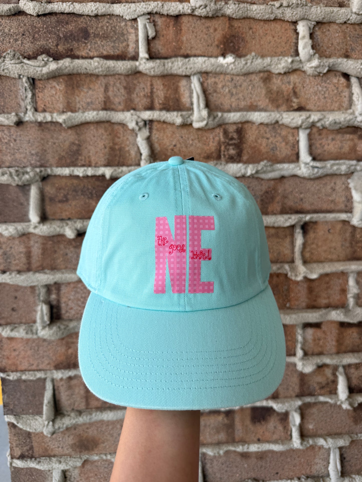 Blue Pink NE Gingham Hat