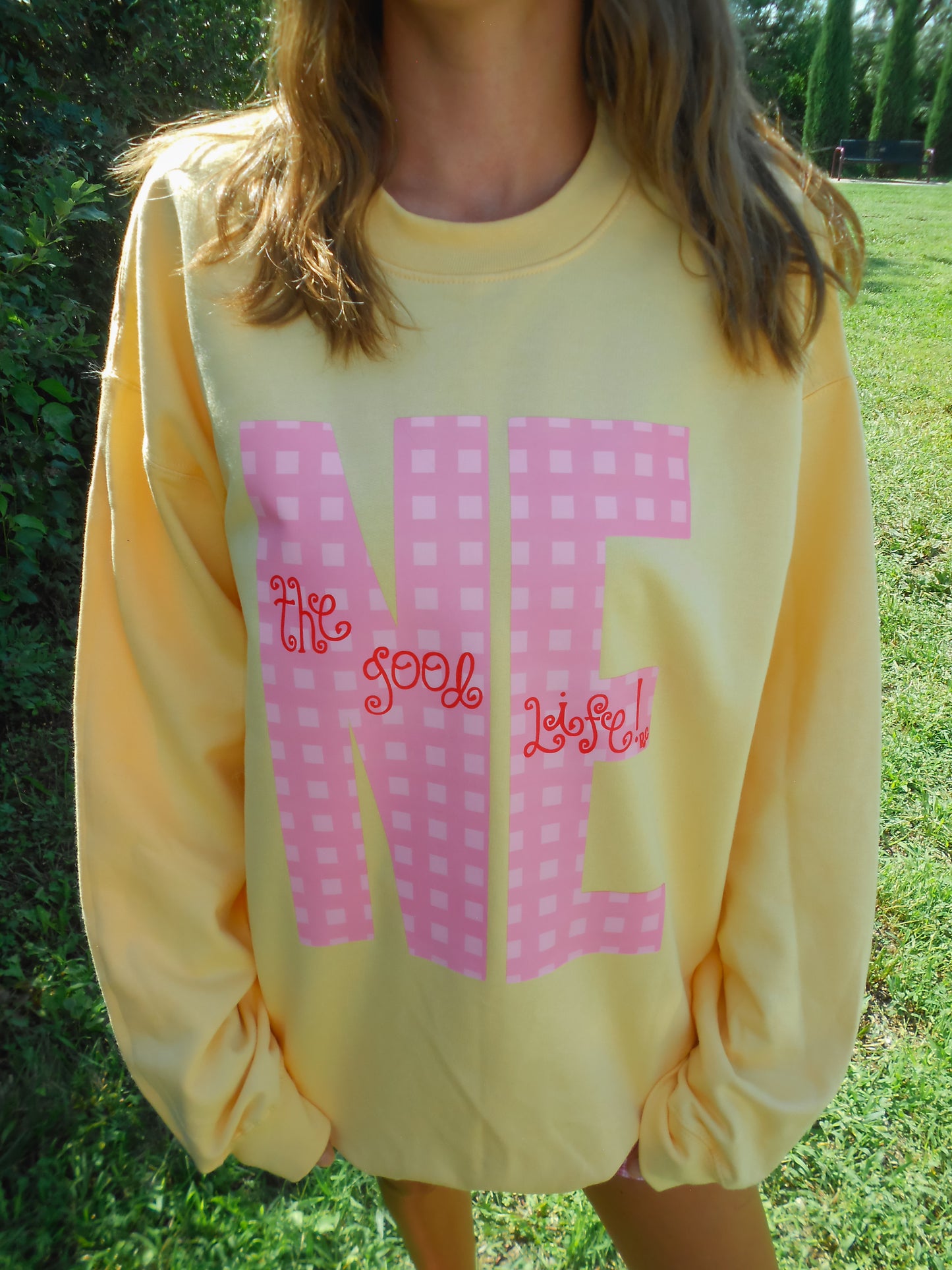 Nebraska Gingham Yellow Crew