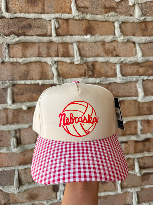 NE Volleyball Gingham Hat