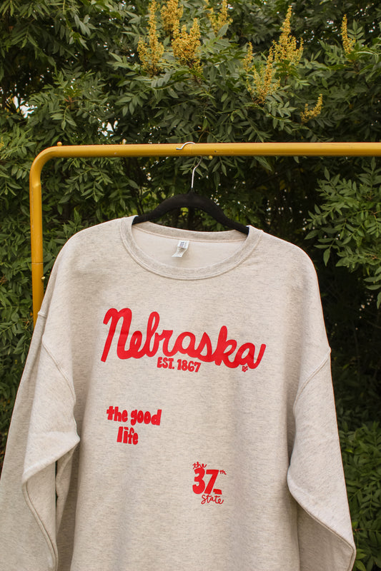 Nebraska 37th State Crew Oatmeal Heather