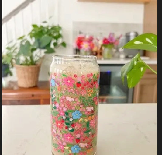 Whimsical Garden 20oz Glass Can