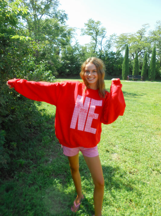 Nebraska Gingham Red Crew