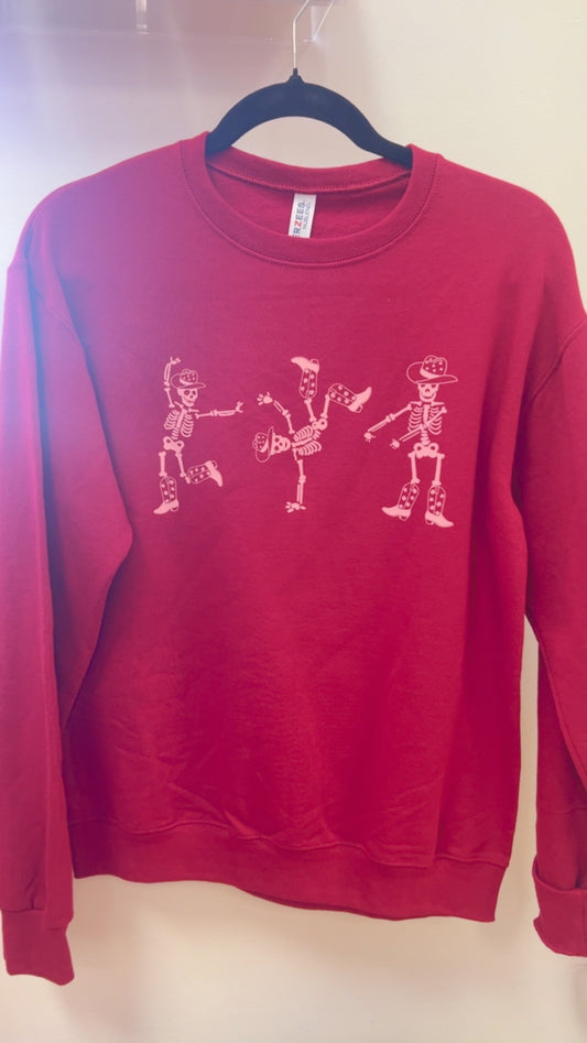 Dancing Cowboy Skelly Crew Red