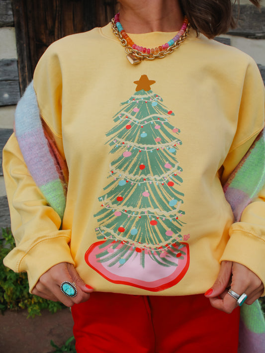 Festive Tree Sweatshirt Yellow