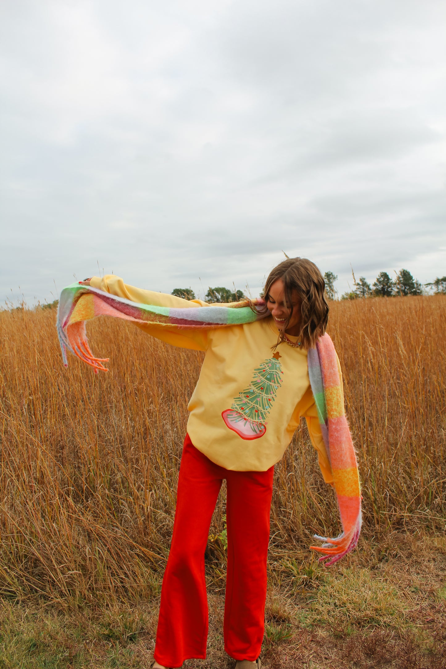 Festive Tree Sweatshirt Yellow