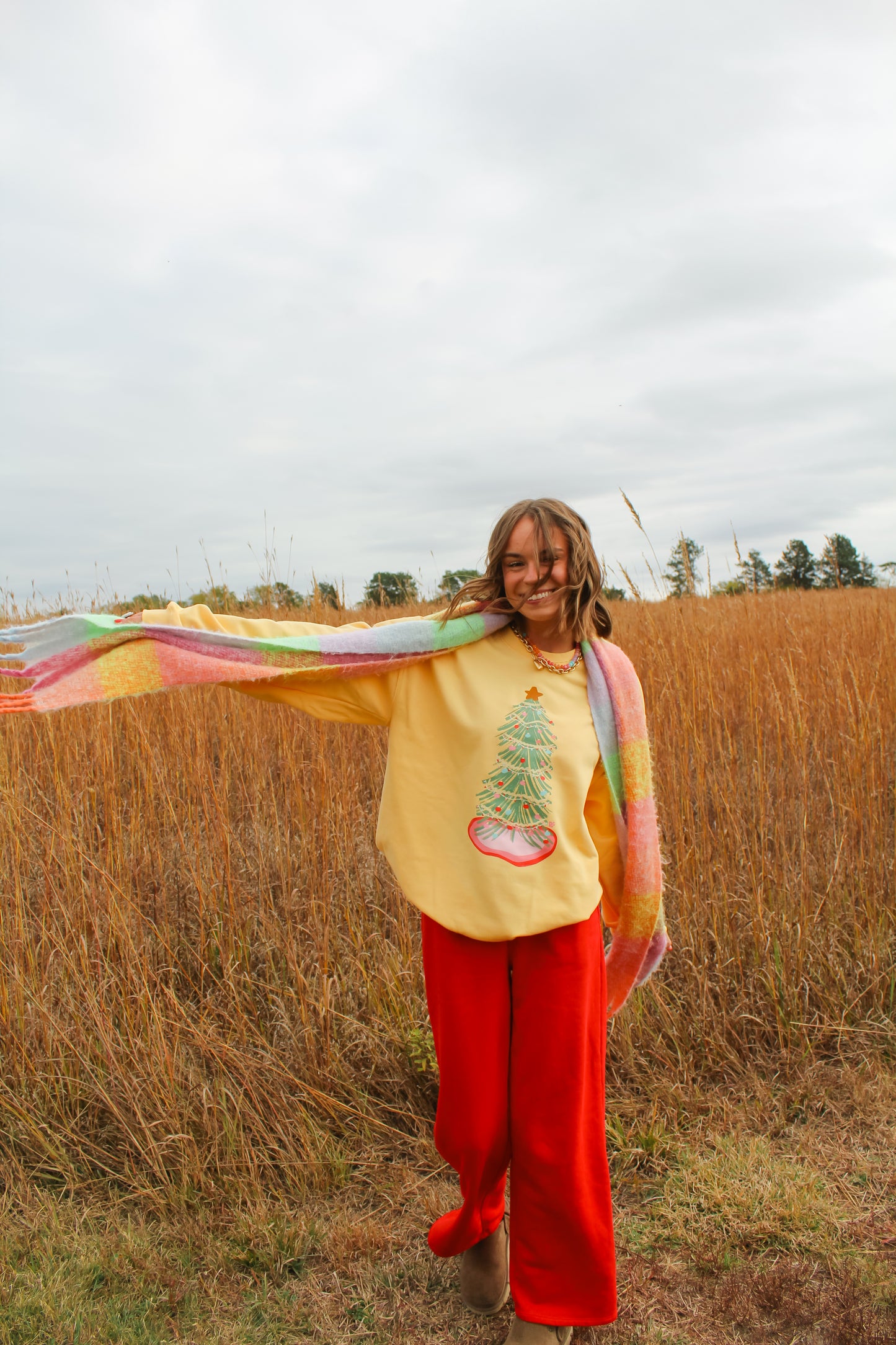 Festive Tree Sweatshirt Yellow