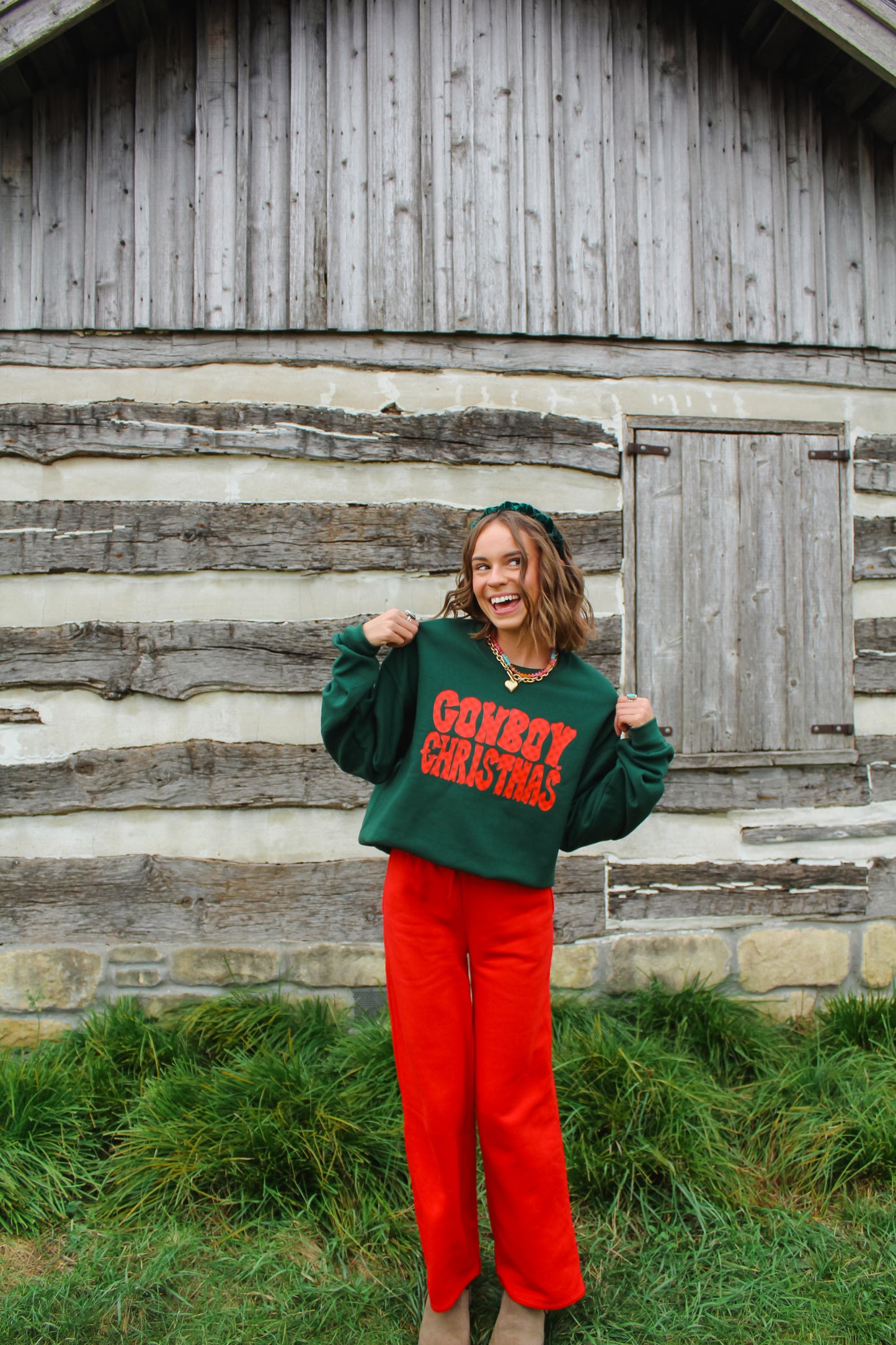 Cowboy Christmas Green Crew