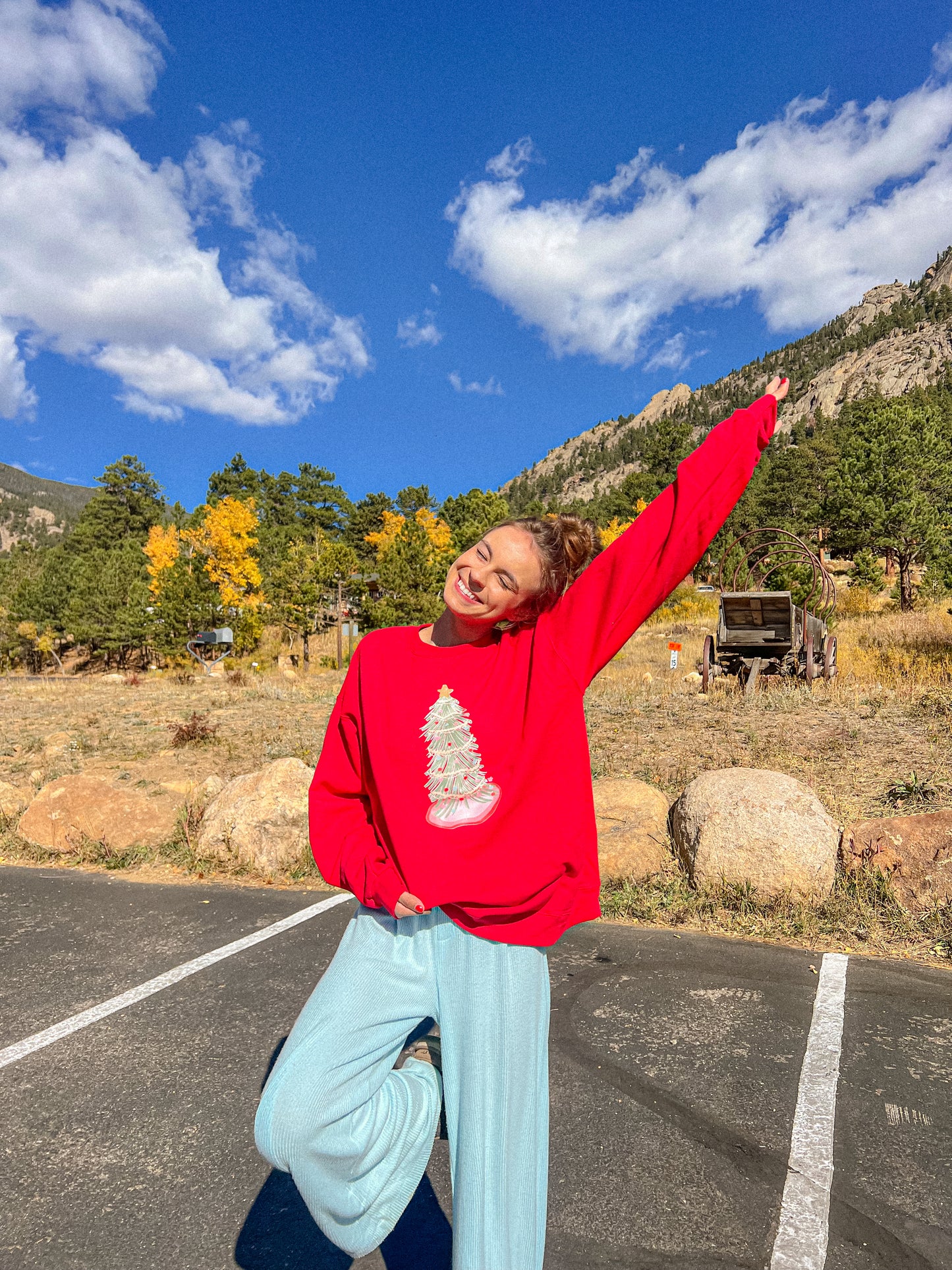 Holly Jolly Tree Sweatshirt Red