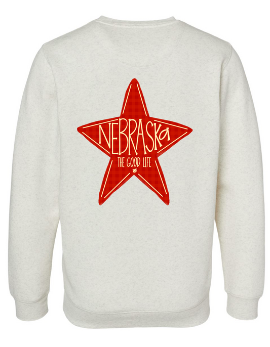 Nebraska Star Good Life Grey Crew